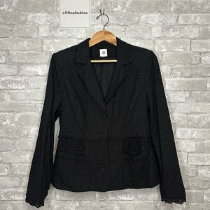 CAbi Black Tailored Blazer Intricate Details Professional Wear Size 12 (RN54077)